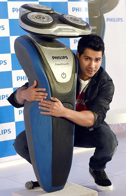 Varun Dhawan during the launch of Philips AquaTouch shaver in Mumbai.