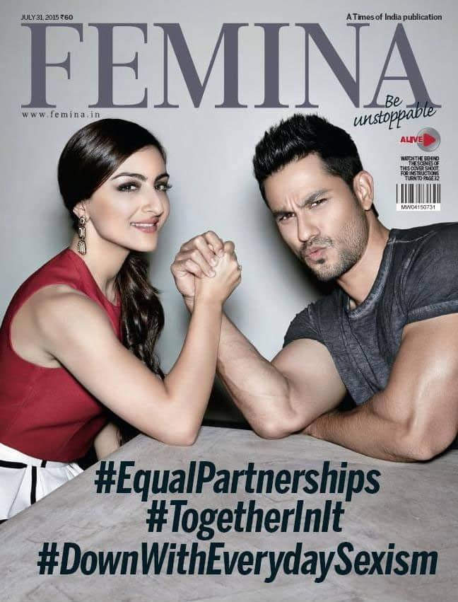 soha ali khan :- Grab your copy of the new @FeminaIndia issue now - equality in marriages #equalpartnerships #downwitheverydaysexism -twitter