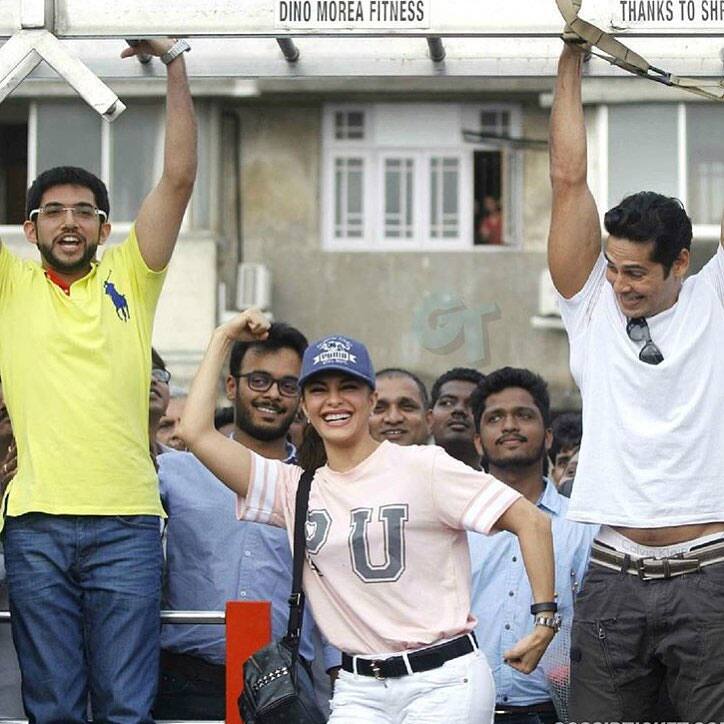 Jacqueline Fernandez :- #getfitmumbai with authacks @dinomorea9 @ashieshshah #marinedrive so proud of these guys!!! Awesome…  -instagram