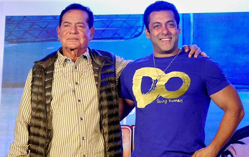 Salman Khan with his father and screenwriter Salim Khan during the promotion of his film ‘Bajrangi Bhaijaan’ in Mumabai.