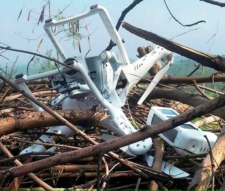 The drone which Pakistan has claimed to have shot down along the Line of Control (LoC) in Pakistan.