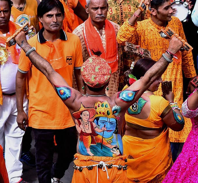 Devotees during 138th Rath Yatra of Lord Jagannath in Ahmedabad.