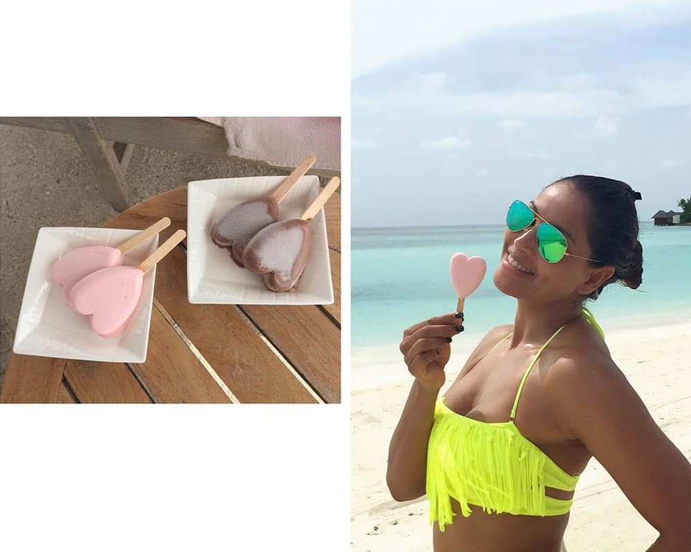 bipasha basu :- Hot Weather + Cold Icecream = Happiness ❤ -instagram