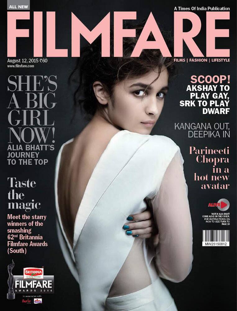 Alia Bhatt ‏:- Shot this cover when I was super sick!! BUT filmfare makes me happyyyy!! I'm a big girl now?@jiteshpillaai @filmfare -twitter