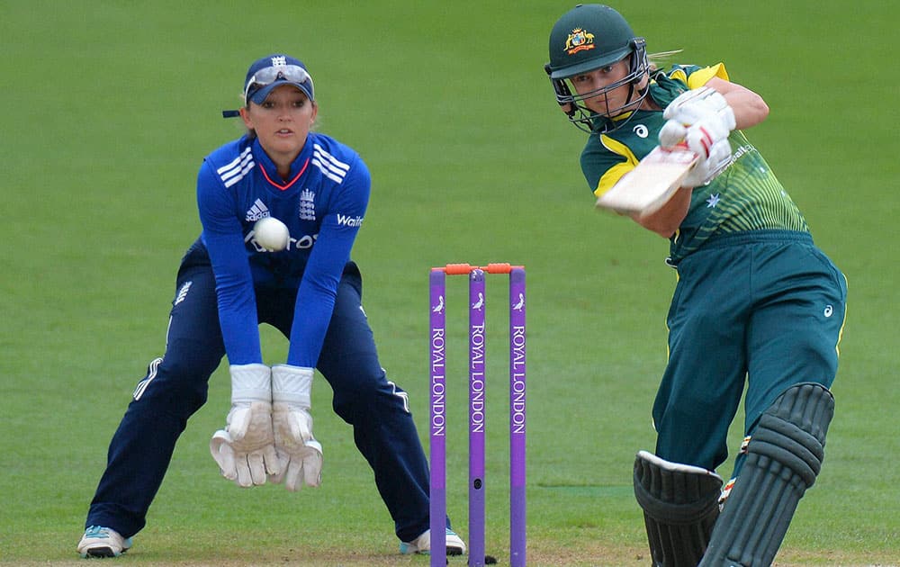 Australias Meg Lanning, plays a shot batting during the One Day International against England at New Road, Worcester England.