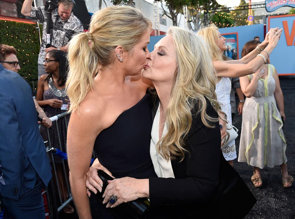 Christina Applegate, left, and Beverly D'Angelo arrive at the Los Angeles premiere of 