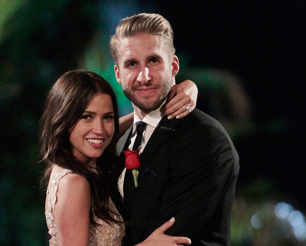 Kaitlyn Bristowe, left, and Shawn Booth appear on the season finale of 