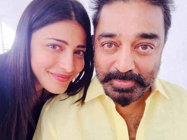 On the sets of thoongavanam with my Bapuji !!!!such a fun day !!! - Twitter@shrutihaasan