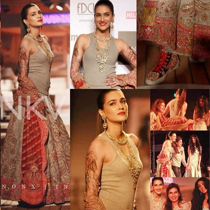 Kriti Sanon :- Rebel bride: ganji,lehenga of jersey fabric,body art,mehendi,heavy dupatta,embroidered converse-By Monisha Jaising!! -twitter