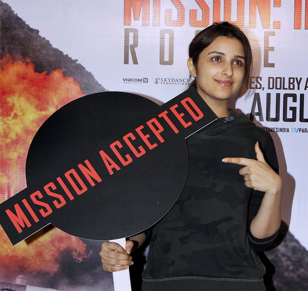 Bollywood actor Parineeti Chopra during the screening of Hollywood film Mission: Impossible- Rogue Nation, in Mumbai.