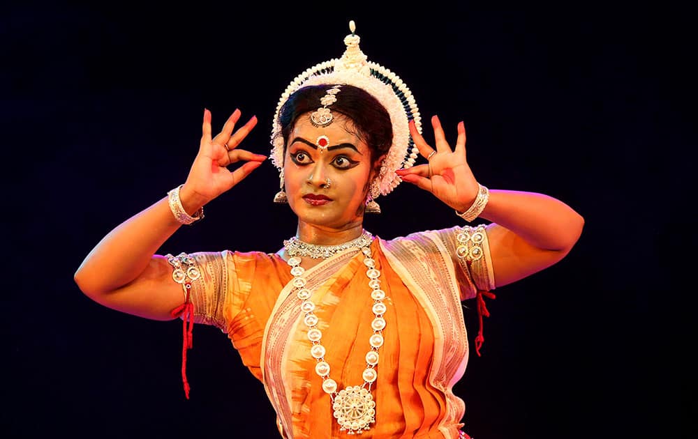 A dancer performs during Naman, a classical dance festival in Bangalore, India.