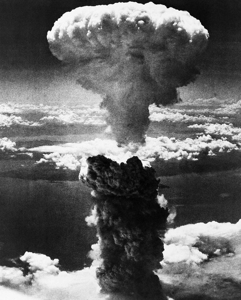 In this Aug. 9, 1945 file photo, a mushroom cloud rises moments after the atomic bomb was dropped on Nagasaki, southern Japan. On two days in August 1945, U.S. planes dropped two atomic bombs, one on Hiroshima, one on Nagasaki, the first and only time nuclear weapons have been used.