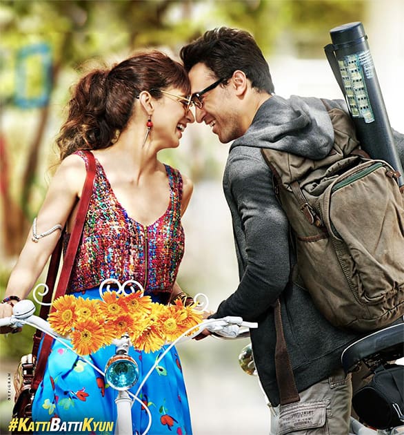 Sunday brunch ki Katti ke baad, romantic cycle ride wali Batti! Here's the new poster of #KattiBatti! Twitter@utvfilms