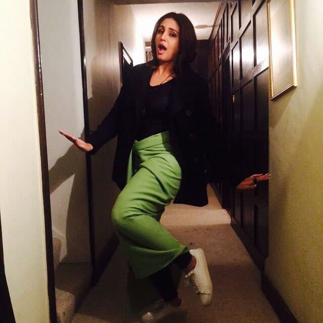 Huma Qureshi ‏:- Bored on set... and its too cold in london .. hence lungi dancing ... brrrrrr -instagram