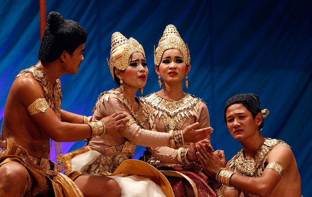 Cambodian Royal Fine Art University students perform the traditional drama, called 