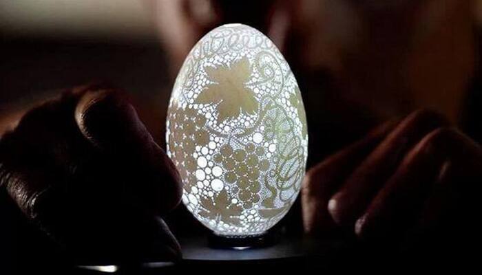 Believe it or not - This eggshell has more than 20,000 holes drilled in it 