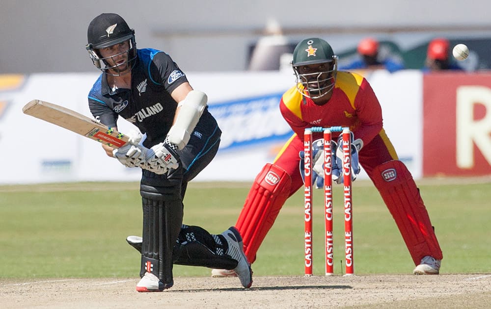 New Zealand's captain Kane Williamson bats during the third and final One Day International Cricket match against Zimbabwe in Harare.