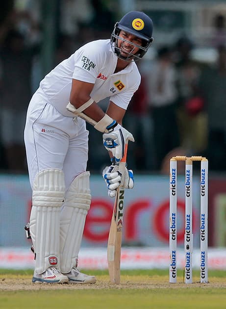 Sri Lanka's Kumar Sangakkara takes his mark to bat during their first cricket test match against India in Galle, Sri Lanka.
