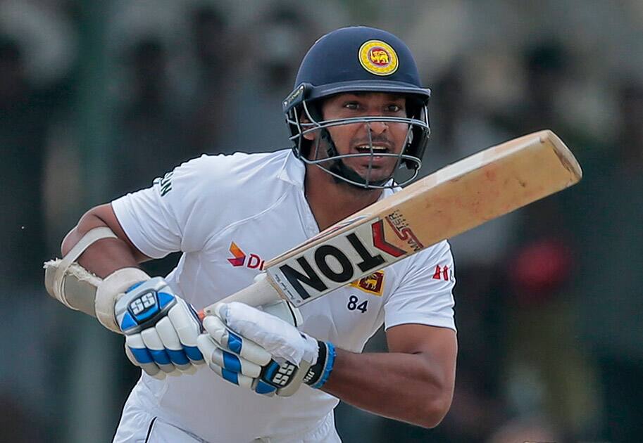 Sri Lanka's Kumar Sangakkara watches after playing a shot during their first cricket test match against India in Galle, Sri Lanka.