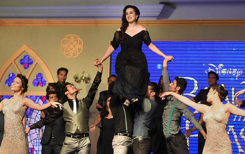 Artists perform during the announcment of Disneys Beauty and the Beast Broadway show in India, in Mumbai.