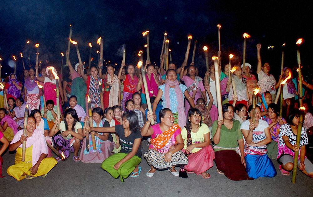 Women take out Mass Meira Rally (Torch Rally) last night demanding Inner Line Permit System in Manipur. 