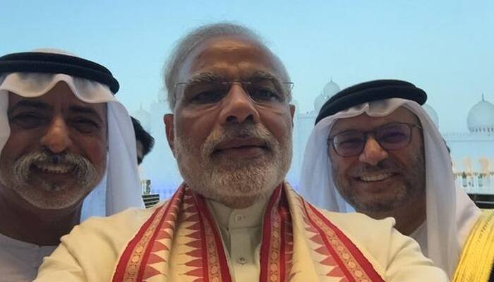 PM Modi takes selfie at Sheikh Zayed Grand Mosque, greets Indian multitude