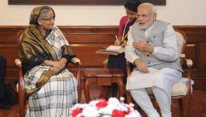 PM Narendra​ Modi meets Bangladeshi counterpart Sheikh Hasina, calls it &#039;good&#039;