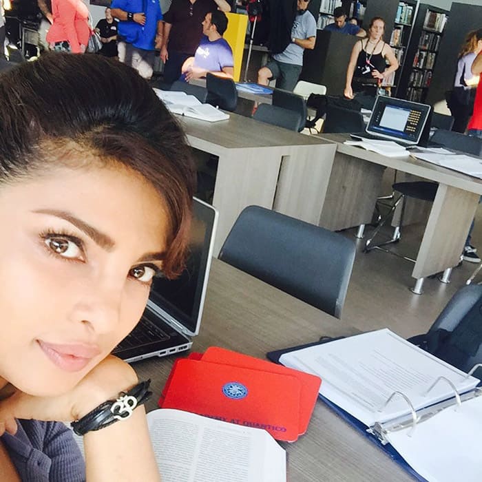 PRIYANKA ‏:- At the FBI academy.. Studying hard at #QUANTICO #ep3 -instagram
