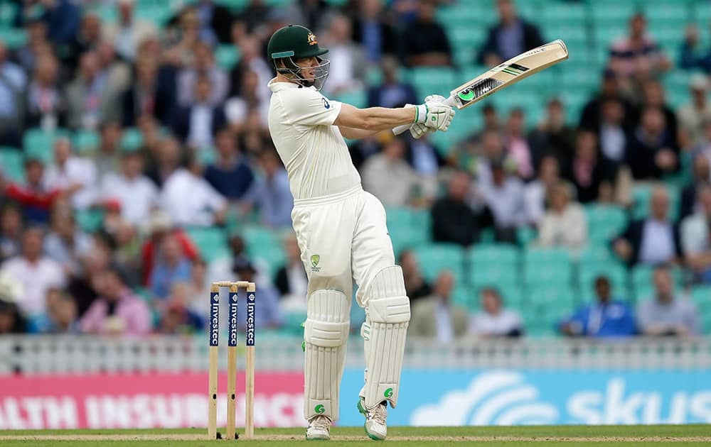 Australia's Adam Voges plays a shot on the first day of the fifth Ashes Test match between England and Australia, at the Oval cricket ground in London.