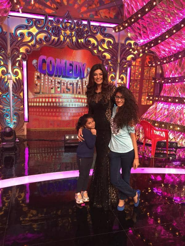 Here are my SUPERSTARS❤ Alisah's first ever visit to my set n Renée, my eternal lucky star #precious memories - Twitter@thesushmitasen