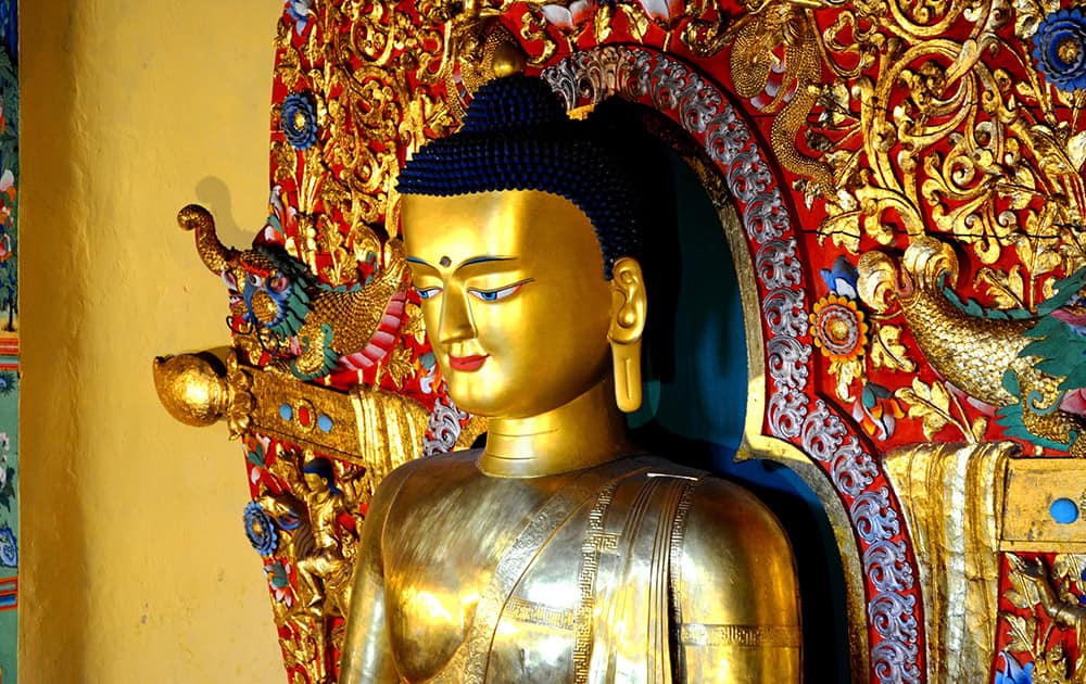 The golden Buddha at Norbulingka.