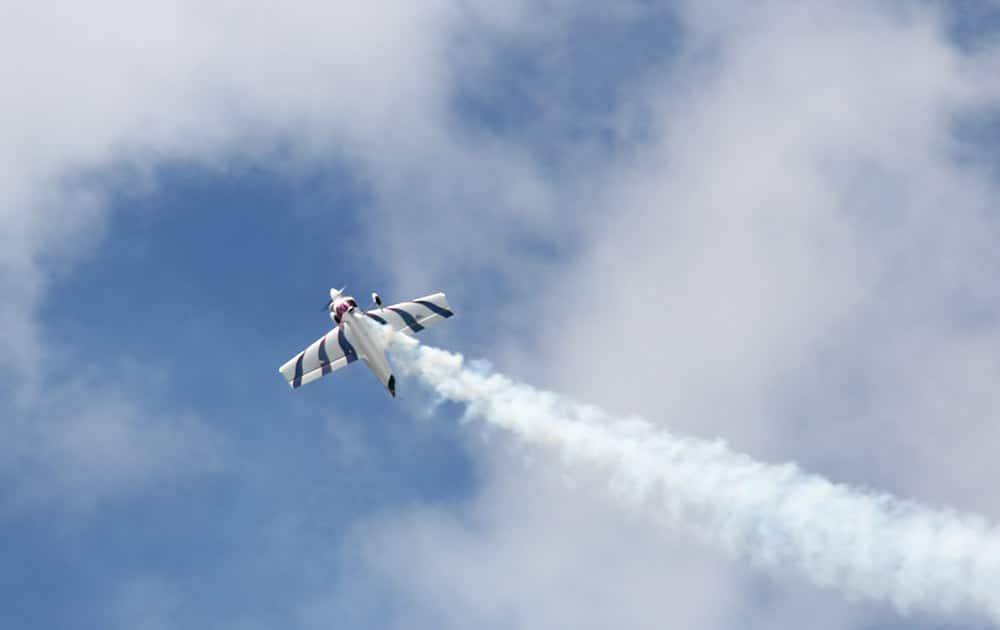 Andrew Wright flies after completing a maneuver near Stuart International Airport in New Windsor, N.Y. Wright, who was practicing for an appearance at the first-ever New York Air Show, died after the aircraft crashed into a wooded area near the airport.