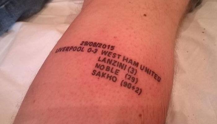 PHOTO: Crazy West Ham fan gets Liverpool result tattooed after Twitter promise