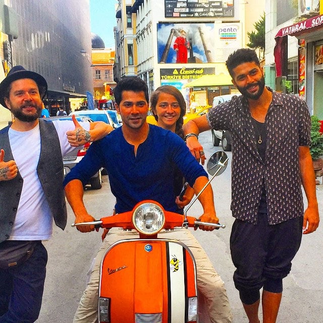 Varun Dhawan ‏:- On set with my director roman bodyguard tilak and designerdon @kunalrawalvibe #beyman -instagram