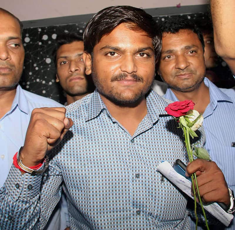 Convener of Patidar Anamat Andolan samiti (PAAS), Hardik Patel during a press conference about “reverse Dandi Yatra” in Ahmedabad.