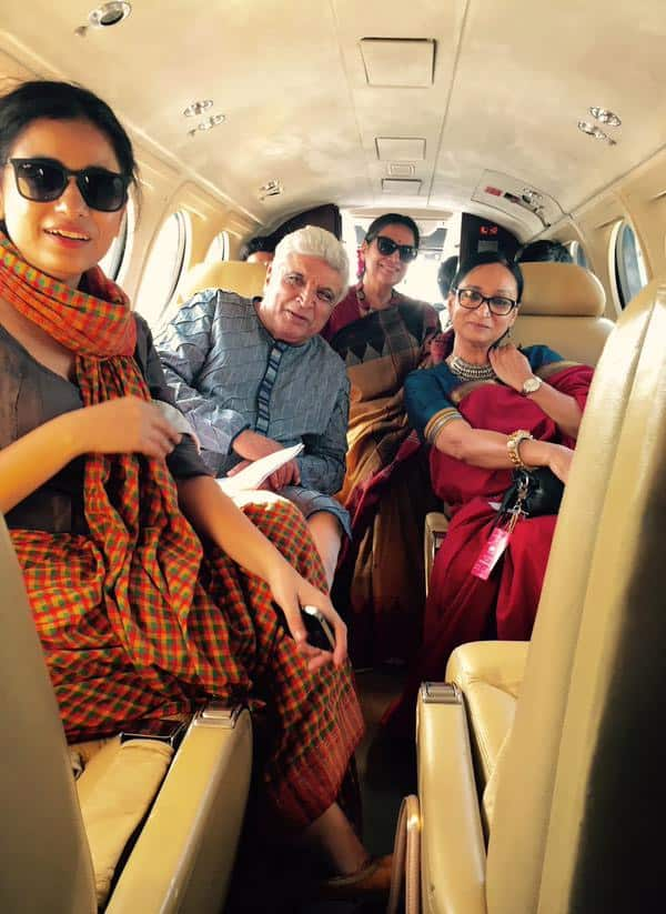 With sisters in law and miya on the way to Khairabad. Notice how Akhtars have marginalised me. Twitter@AzmiShabana