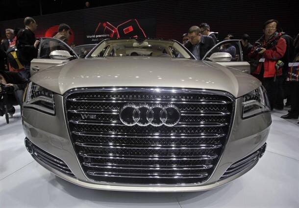 A new Audi A8 L W12 Quattro car at the Beijing Auto Show