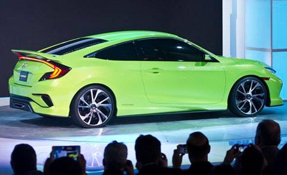 The ultra-sporty Honda Civic Concept car is presented at the New York International Auto Show, Wednesday, April 1, 2015.