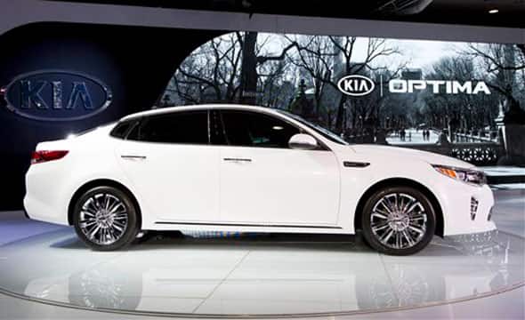 The 2016 Kia Optima is presented at the New York International Auto Show, Wednesday, April 1, 2015.