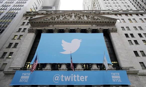 A pictur of Twitter is seen outside the building of New York Stock Exchange.