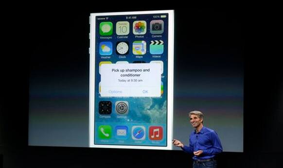 Craig Federighi, senior vice president of Software Engineering at Apple, speaks about the new iOS 7 release in Cupertino.