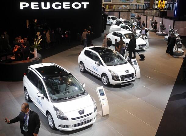 A general view of the Peugeot display area of the Paris Mondial de l'Automobile 