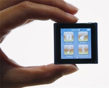 A close view of the new Apple iPod Nano is displayed, Wednesday, Sept. 1, 2010, in San Francisco.