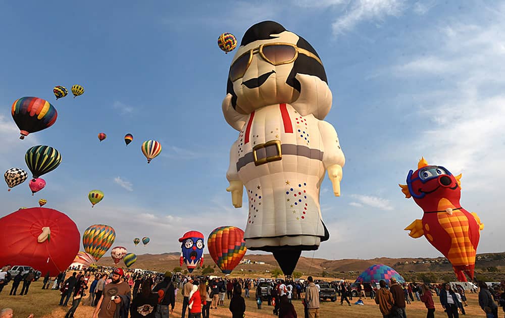 An Elvis balloon stands out at the Great Reno Balloon Race in Reno, Nev.