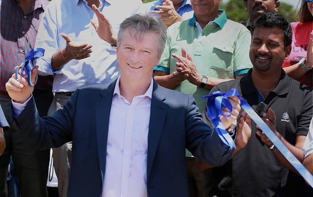 Former Australian Cricketer Steve waugh during the inauguration of a sports arena at brigade orchards in Bengaluru.