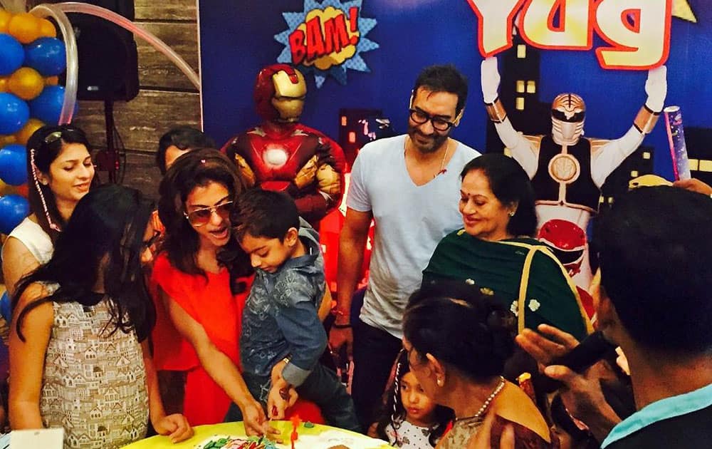 Ajay Devgn ‏:- Celebrating Yug's 5th bday today. @KajolAtUN @TanishaaMukerji -twitter