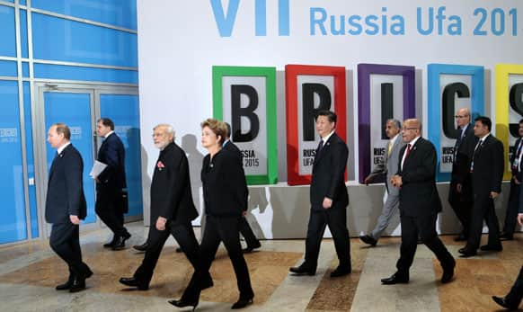 Heads of countries at BRCIS summit in Ufa, Russia.