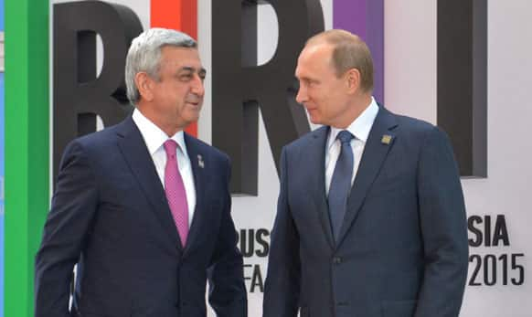 Russian President Vladimir Putin, right, and Armenian President Serzh Sargsyan.