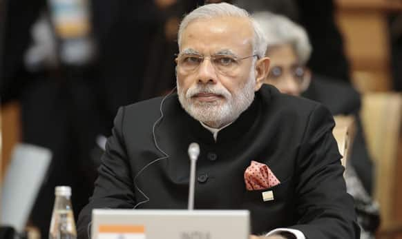 Indian Prime Minister Narendra Modi listens during the BRICS summit in Ufa, Russia.