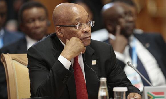 South Africa's president Jacob Zuma listens during the BRICS summit in Ufa, Russia.